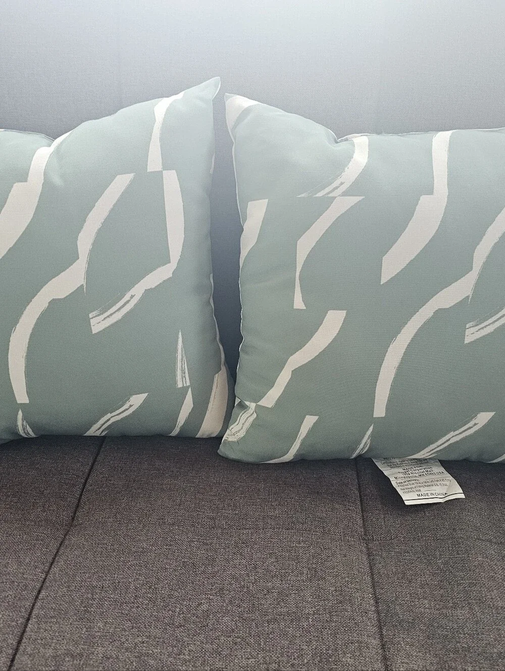 Set Of 2 Room Essentials Sage Green & White Abstract Throw Pillows 18x18 Square